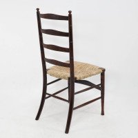 Liberty & Co., English Aesthetic Movement Walnut Ladder Back Rush Seat Chair - Thumbnail 12