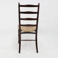 Liberty & Co., English Aesthetic Movement Walnut Ladder Back Rush Seat Chair - Thumbnail 13