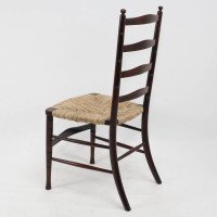 Liberty & Co., English Aesthetic Movement Walnut Ladder Back Rush Seat Chair - Thumbnail 14