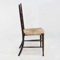Liberty & Co., English Aesthetic Movement Walnut Ladder Back Rush Seat Chair - Thumbnail 18