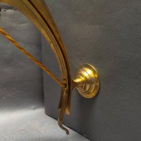 W. A. S. Benson. Rare pair of brass wall lights with the original Powell flint shades - Thumbnail 5