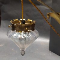 W. A. S. Benson. Rare pair of brass wall lights with the original Powell flint shades - Thumbnail 10