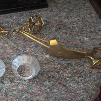 W. A. S. Benson. Rare pair of brass wall lights with the original Powell flint shades - Thumbnail 17