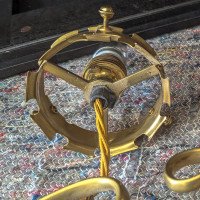 W. A. S. Benson. Rare pair of brass wall lights with the original Powell flint shades - Thumbnail 25