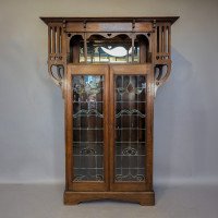 Liberty and Co attributed. Arts and Crafts Glazed Oak Bookcase. - Thumbnail 1