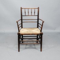 Philip Webb, attributed. Morris & Co., Rare Pair of Large Sussex Armchairs, Fully Restored - Thumbnail 4