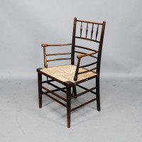 Philip Webb, attributed. Morris & Co., Rare Pair of Large Sussex Armchairs, Fully Restored - Thumbnail 5