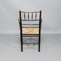 Philip Webb, attributed. Morris & Co., Rare Pair of Large Sussex Armchairs, Fully Restored - Thumbnail 8
