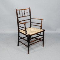 Philip Webb, attributed. Morris & Co., Rare Pair of Large Sussex Armchairs, Fully Restored - Thumbnail 11