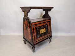 Aesthetic Movement Amboyna & Ebonised Music Cabinet with Incised & Gilt Decoration - Thumbnail 2