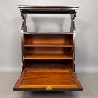 Aesthetic Movement Amboyna & Ebonised Music Cabinet with Incised & Gilt Decoration - Thumbnail 4