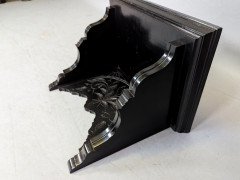 Aesthetic Movement Ebonized Wall Shelf with Hand Carved Floral Decoration - Thumbnail 2