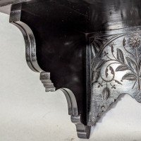 Aesthetic Movement Ebonized Wall Shelf with Hand Carved Floral Decoration - Thumbnail 7