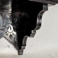Aesthetic Movement Ebonized Wall Shelf with Hand Carved Floral Decoration - Thumbnail 8