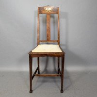 Liberty & Co., Arts & Crafts Side Chair with Mother of Pearl Inlay within Heart - Thumbnail 2