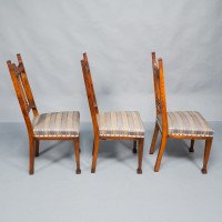 Liberty & Co., Six English Arts & Crafts Oak Dining Chairs with Heart Cut-Outs - Thumbnail 3