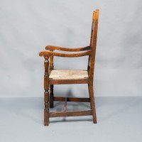 Liberty & Co., A Set of Six Arts & Crafts Oak Arrowhead Rush Seat Dining Chairs - Thumbnail 6