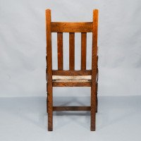 Liberty & Co., A Set of Six Arts & Crafts Oak Arrowhead Rush Seat Dining Chairs - Thumbnail 8