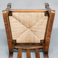 Liberty & Co., A Set of Six Arts & Crafts Oak Arrowhead Rush Seat Dining Chairs - Thumbnail 22