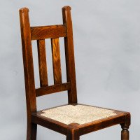 Liberty & Co., A Set of Six Arts & Crafts Oak Arrowhead Rush Seat Dining Chairs - Thumbnail 32