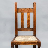Liberty & Co., A Set of Six Arts & Crafts Oak Arrowhead Rush Seat Dining Chairs - Thumbnail 33