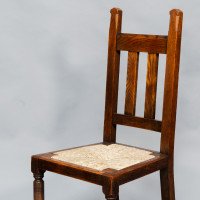 Liberty & Co., A Set of Six Arts & Crafts Oak Arrowhead Rush Seat Dining Chairs - Thumbnail 34