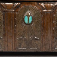 Jesson Birkett, attributed, Arts & Crafts Copper Fireside Log Box and Seat - Thumbnail 14