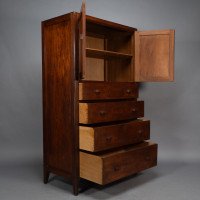 Betty Joel Attributed, Arts & Crafts Oak Tallboy & Matching Petite Chest of Drawers - Thumbnail 8