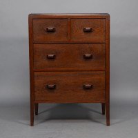 Betty Joel Attributed, Arts & Crafts Oak Tallboy & Matching Petite Chest of Drawers - Thumbnail 12