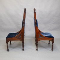 Bruce Talbert, attributed. Probably for Gillows of Lancaster. A Pair of Tall Back Throne Style Aesthetic Movement Chairs - Thumbnail 2