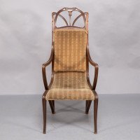 Louis Majorelle. Art Nouveau Armchair in Carved Walnut Retaining the Original Period Fabric - Thumbnail 2