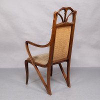 Louis Majorelle. Art Nouveau Armchair in Carved Walnut Retaining the Original Period Fabric - Thumbnail 5