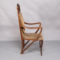 Louis Majorelle. Art Nouveau Armchair in Carved Walnut Retaining the Original Period Fabric - Thumbnail 8