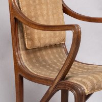 Louis Majorelle. Art Nouveau Armchair in Carved Walnut Retaining the Original Period Fabric - Thumbnail 11