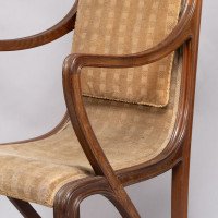 Louis Majorelle. Art Nouveau Armchair in Carved Walnut Retaining the Original Period Fabric - Thumbnail 12