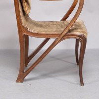 Louis Majorelle. Art Nouveau Armchair in Carved Walnut Retaining the Original Period Fabric - Thumbnail 13