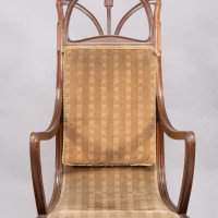 Louis Majorelle. Art Nouveau Armchair in Carved Walnut Retaining the Original Period Fabric - Thumbnail 16