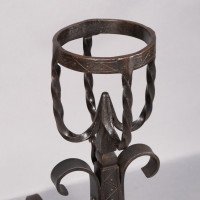 Aesthetic Movement. French. Exceptional Pair of Hand Wrought Iron Fire Dogs - Thumbnail 10