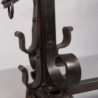 Aesthetic Movement. French. Exceptional Pair of Hand Wrought Iron Fire Dogs - Thumbnail 13