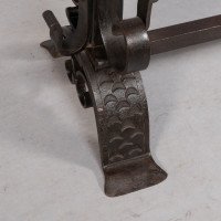 Aesthetic Movement. French. Exceptional Pair of Hand Wrought Iron Fire Dogs - Thumbnail 14