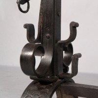 Aesthetic Movement. French. Exceptional Pair of Hand Wrought Iron Fire Dogs - Thumbnail 16