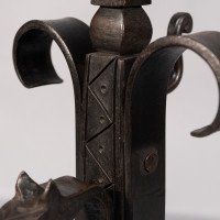 Aesthetic Movement. French. Exceptional Pair of Hand Wrought Iron Fire Dogs - Thumbnail 17