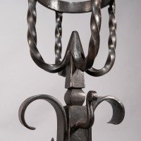 Aesthetic Movement. French. Exceptional Pair of Hand Wrought Iron Fire Dogs - Thumbnail 18