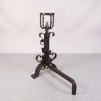 Aesthetic Movement. French. Exceptional Pair of Hand Wrought Iron Fire Dogs - Thumbnail 21