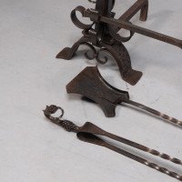 Aesthetic Movement. French. An Exceptional Pair of Hand Wrought Iron Fire Dogs - Thumbnail 39