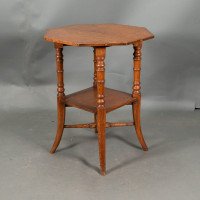 Jas Shoolbred & Co., ( attributed. ). An Octagonal Oak Side Table with Central Shelf - Thumbnail 2