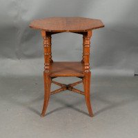 Jas Shoolbred & Co., ( attributed. ). An Octagonal Oak Side Table with Central Shelf - Thumbnail 3