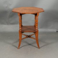 Jas Shoolbred & Co., ( attributed. ). An Octagonal Oak Side Table with Central Shelf - Thumbnail 4
