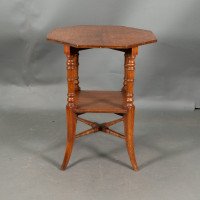 Jas Shoolbred & Co., ( attributed. ). An Octagonal Oak Side Table with Central Shelf - Thumbnail 7