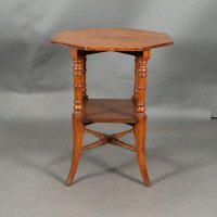 Jas Shoolbred & Co., ( attributed. ). An Octagonal Oak Side Table with Central Shelf - Thumbnail 8